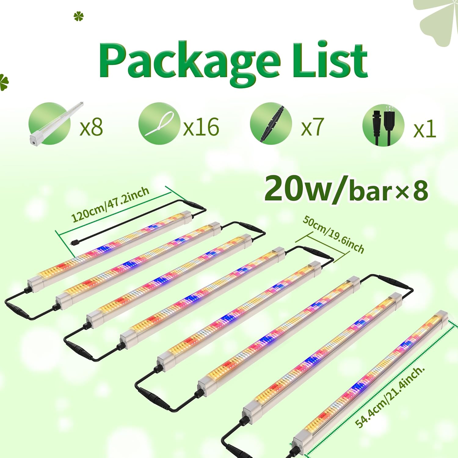 FARMLITE Grow Lights for Indoor Plants Full Spectrum Grow Light Strips for Indoor Plants Grow Lamp Led Seeding Grow Light (8 Pack)