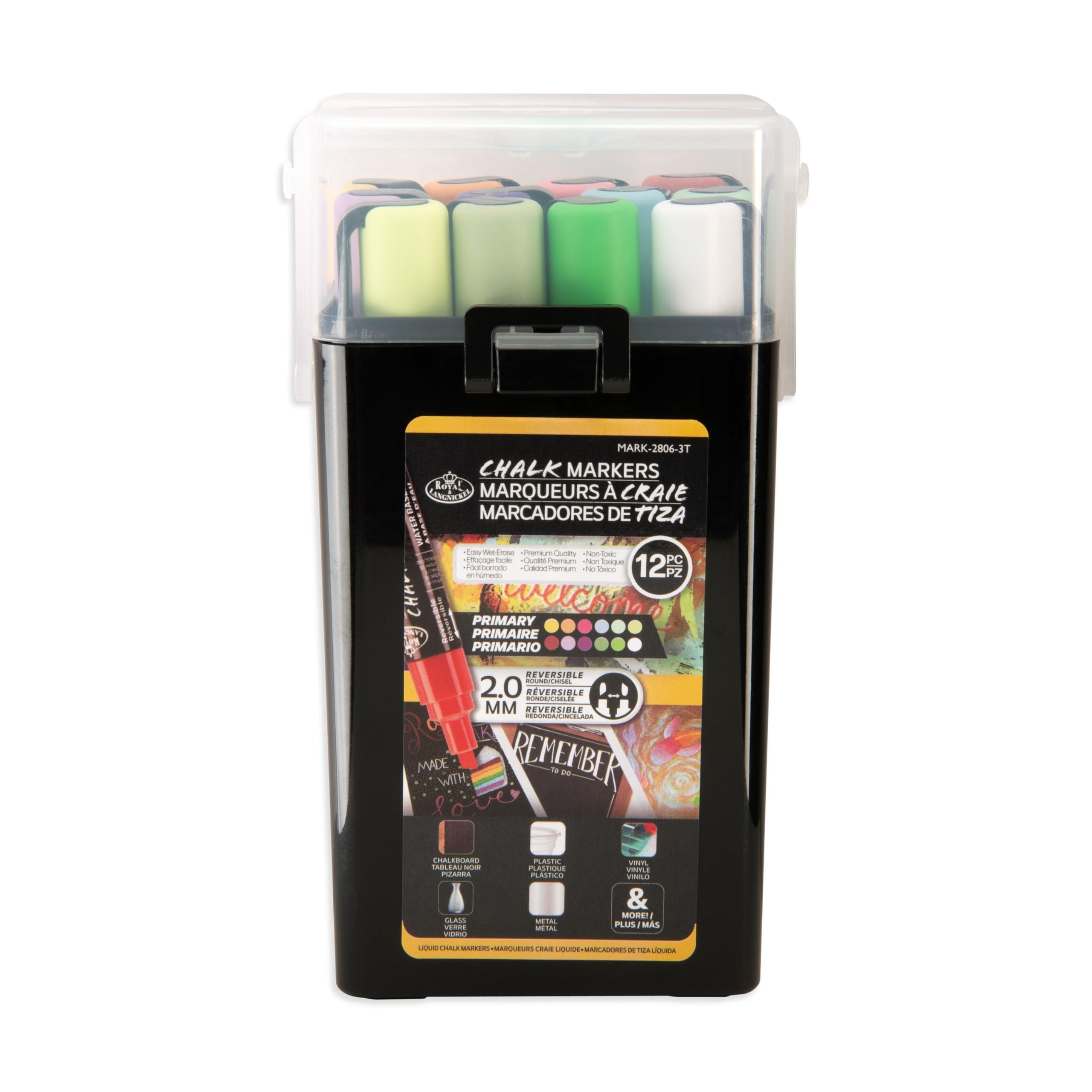 Royal & Langnickel 12pc 2mm PRIMARY CHALK MARKER SET, Multicolor