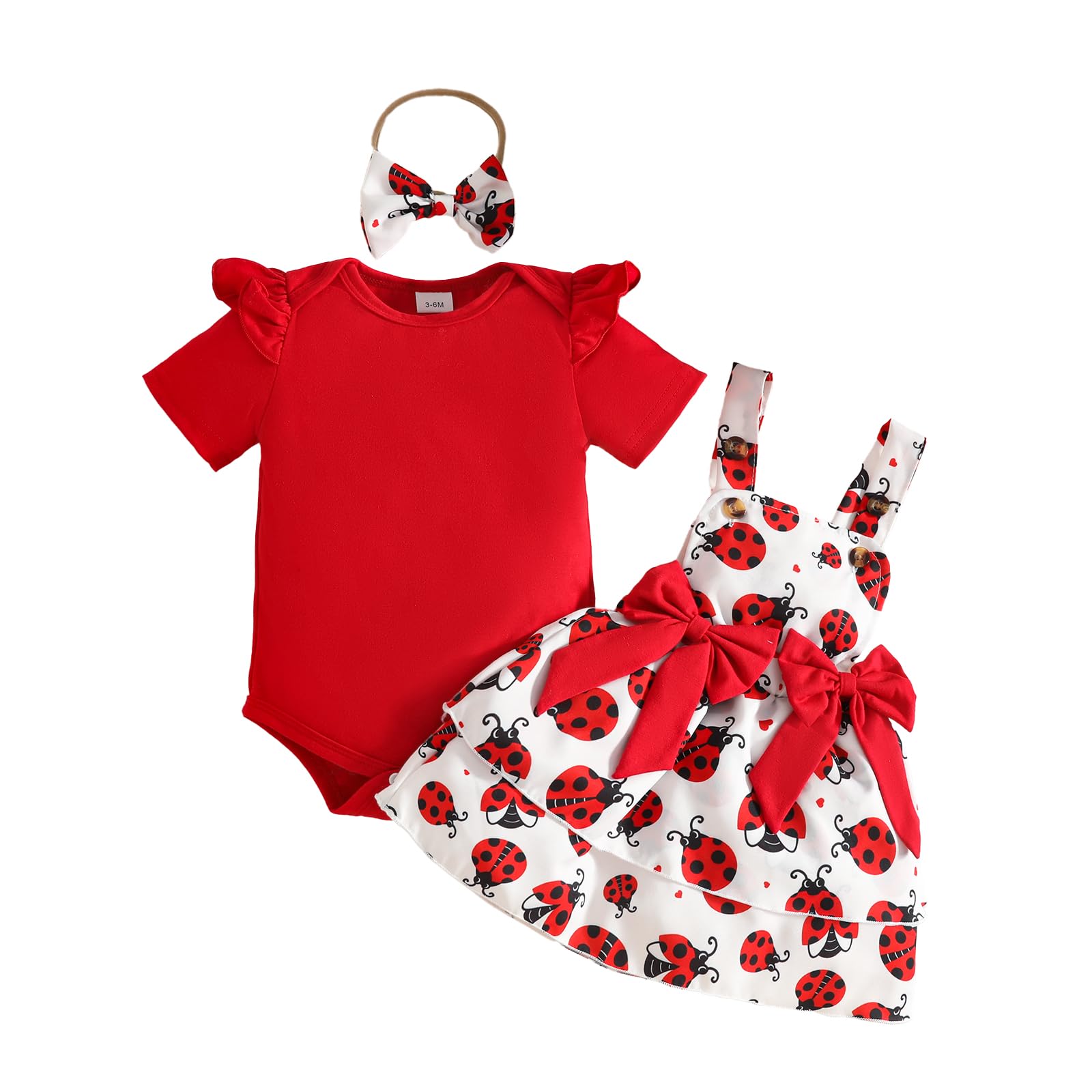 UUAISSO Conjuntos Falda Para Niña Recién Nacida Blusa de Manga Corta y Falda con Tirantes y Lazo Ropa de Verano Para Niña Bebé