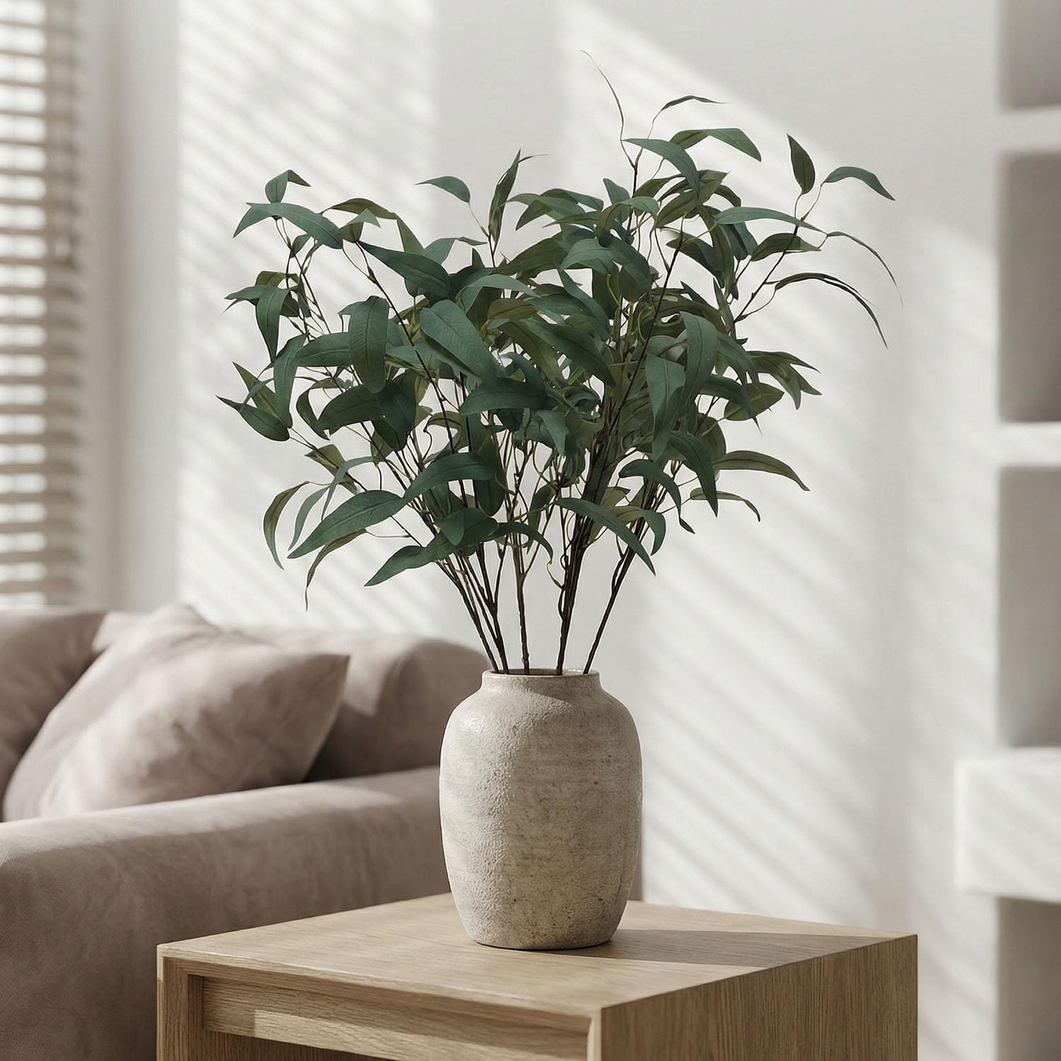 Kiko 6 pcs of Artificial Eucalyptus Single 37" (95cm) Fake Plant for Office, Gymnasium Room, Living Room, Dinner Room, Shopping mall, and Other Decoration, Artificial Plant for Indoors.