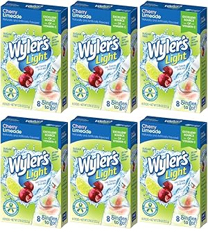 Singles To Go, Cherry Limeade Water Drink Mix, 48 Total Powder Drink Mix Packets (Pack of 6)