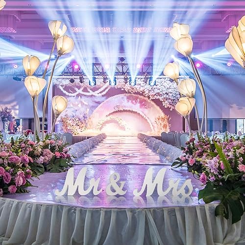 Miniatura 6 de Letrero de boda grande de madera blanca con texto en inglés "MR & MRS", para playa, boda, elegante, cariño y recepción, letras decorativas para boda