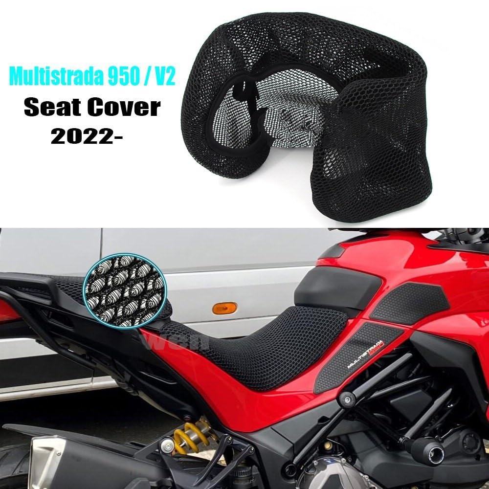 Coprisella Per Moto Ducati Multistrada 950 V2 2022 - Cuscino In Rete A Nido D'Ape, Antiscivolo