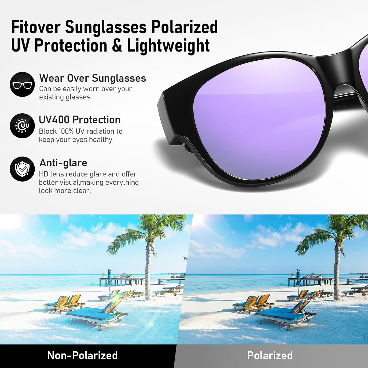 HAOLOTA Fit Over Glasses Sunglasses for Women Polarized, Trendy Cat Eye Sunglasses Wear Over Glasses, UV Protection - Image 6