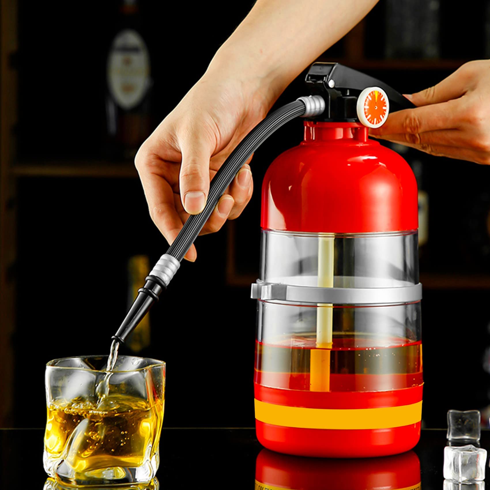 Getränkespender im Feuerlöscher Design 2 L Getränkespender für Partybier Fässer Alkohol Getränkespender für Bar