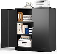 Vista 15 de BESFUR Gabinete de almacenamiento de metal, gabinete de almacenamiento de 71 pulgadas de alto con 5 estantes ajustables, gabinetes de metal