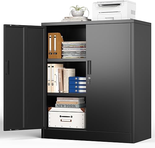 Miniatura 15 de BESFUR Gabinete de almacenamiento de metal, gabinete de almacenamiento de 71 pulgadas de alto con 5 estantes ajustables, gabinetes de metal