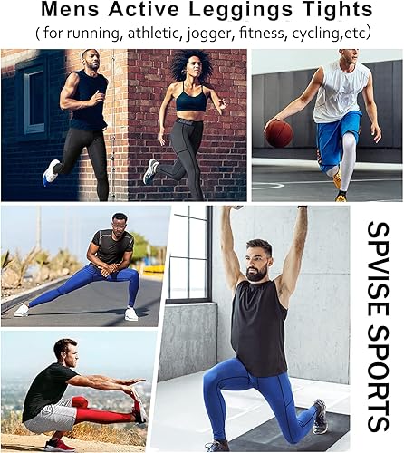 Miniatura 6 de SPVISE Pantalones de compresión para hombre, leggings de entrenamiento, mallas para correr, pantalones deportivos de capa base para baloncesto,
