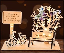 I LOVE MOM Retirement Gift, Money Gift, Wooden Bicycle Gift, DIY, Three-Dimensional Trees, Bench, Decoration, Numbers, for Gifts, Parties, Anniversary (Retirement)