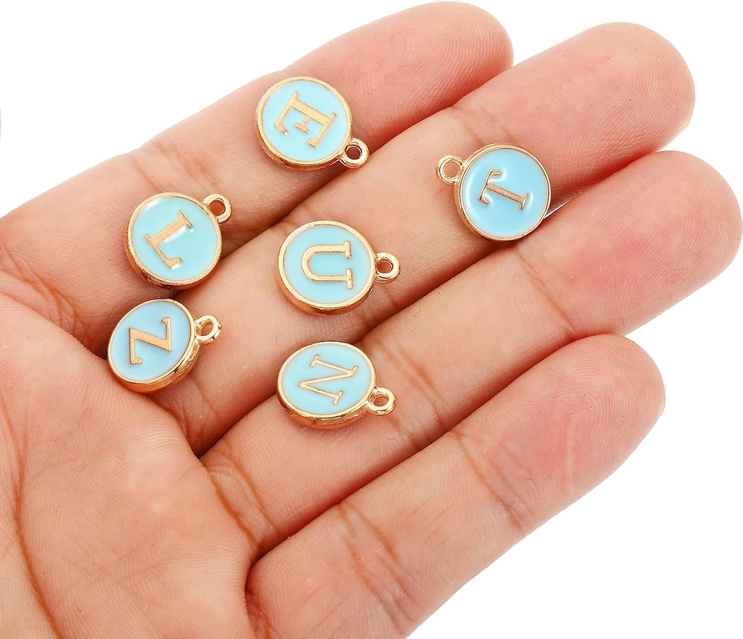 PATIKIL Letter Charm 1 Set a to Z Alphabet Charm Initial Pendant Charm Bulk Cute Double Sided Blue DIY for Jewelry Making image 4