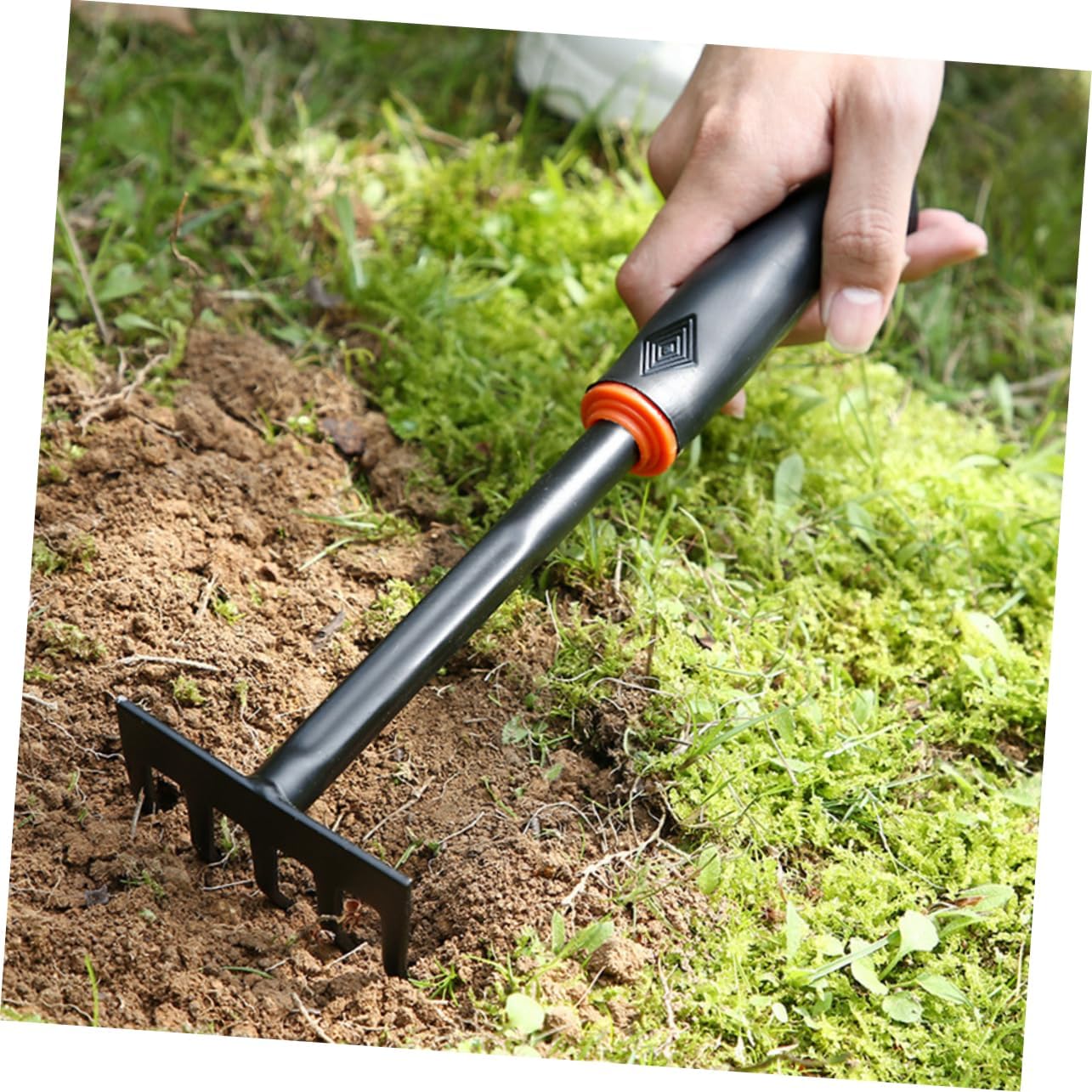 HEMOTON 6-Piece Garden Tool Set Ergonomic Plastic Handle Iron Mini Shovel Hoeing Rake and Anti-Skid Hanging Hole for Balcony Use