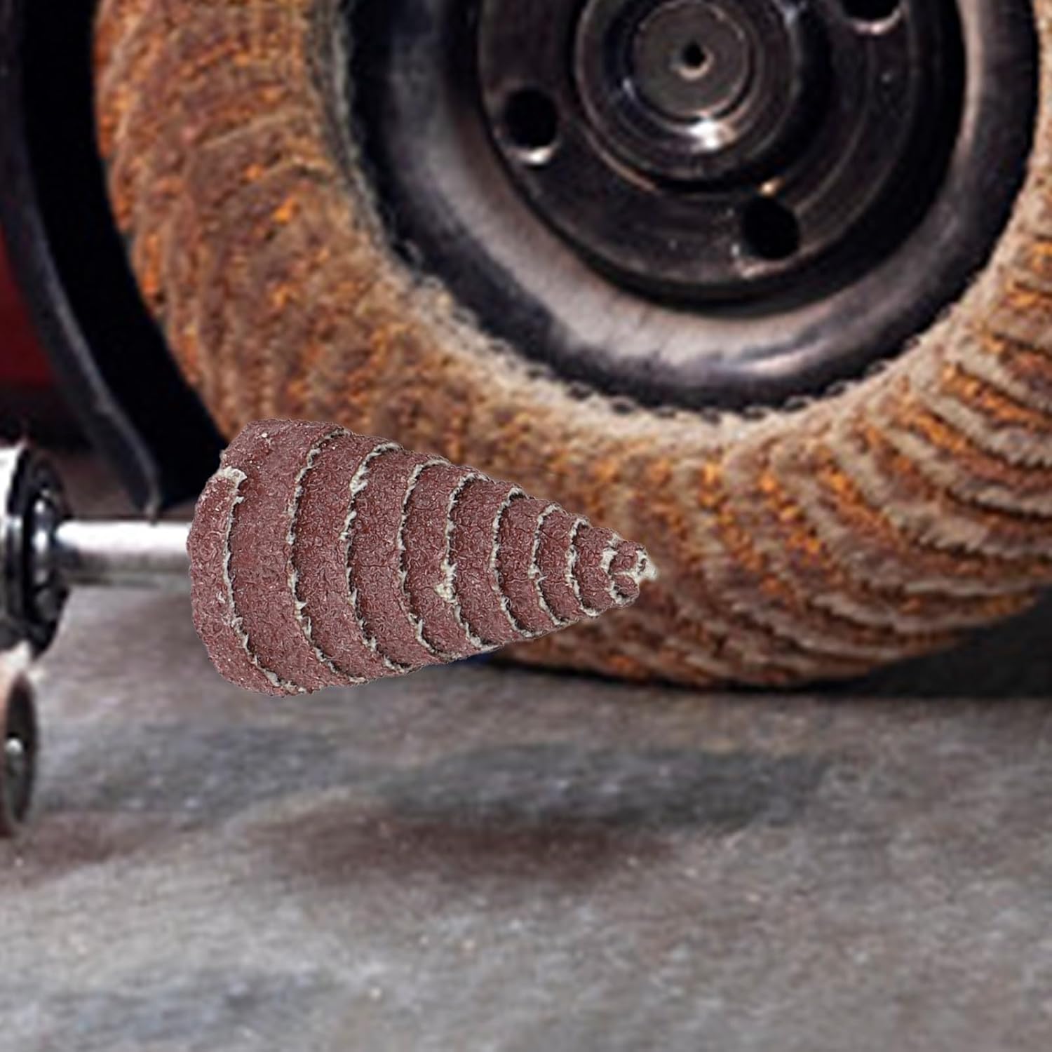 10 Pack 6mm Shank Tapered Cone Flap Wheels, 80 Grit Sanding Grinding Heads Polishing Wood, Compatible with Rotary Tools and Drills(25mm)