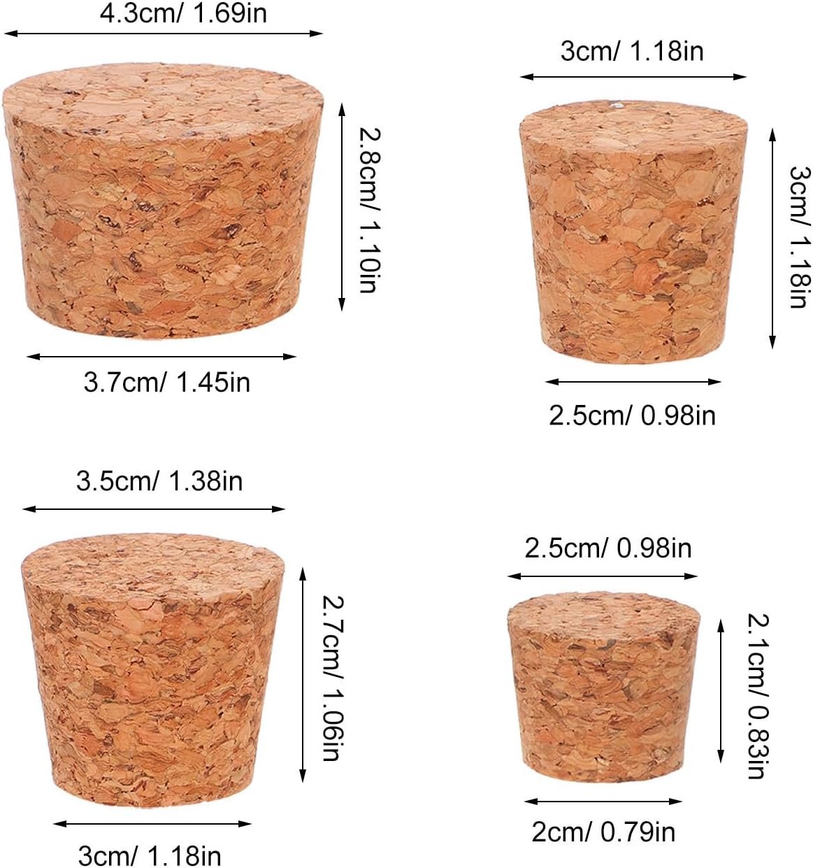 80pcs Cone-shaped Cork Stoppers for Liquor Decanters and Bottles