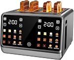 Smart Toaster 2 Slice with Touchscreen, 900W Stainless Steel Wide Slot 1.5 Inch, BreadID Tech Live Countdown Timer, Memory Function, Defrost Reheat for Bagel Waffle Bread, Kitchen Essentials