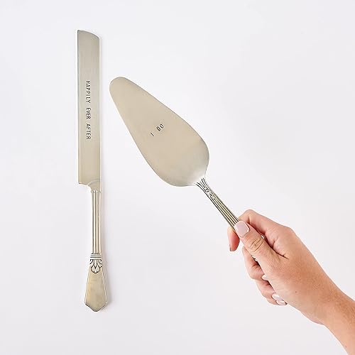 Miniatura 5 de Mud Pie 4635002 Juego de servir pastel de boda y cuchillos, color plateado