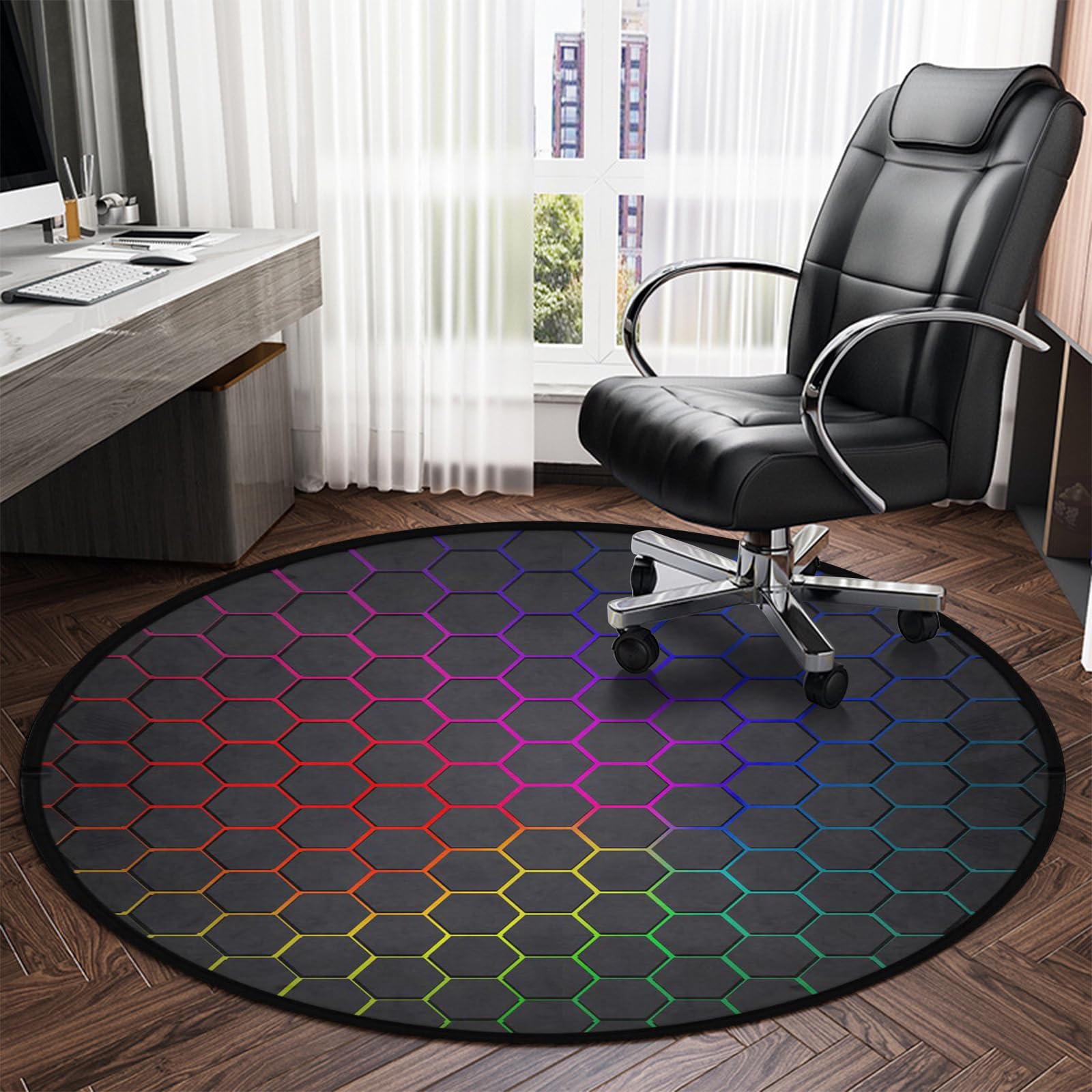 keepcute Tapis de Chaise de Jeu de 119,4 cm pour Plancher en Bois Dur, Tapis de Chaise de Bureau, Tapis de Chaise d'ordinateur, Tapis de Protection de Sol pour Bureau, Salle de Jeu, 1,2 m