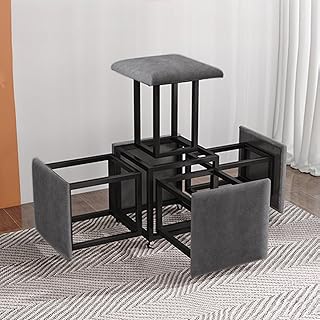 5 in 1 Ottoman Cube with Swivel, Stackable Sofa Chair Stools Nesting Sto...
