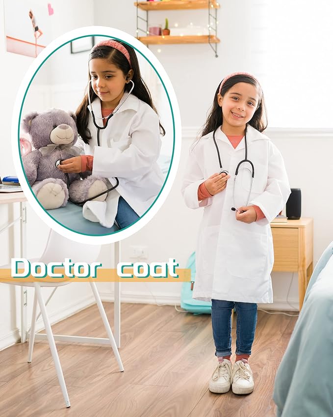 12 Batas de Laboratorio Blancas para Niños Disfraz Científico Halloween Talla L miniatura 4