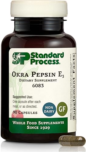 Proceso estándar Okra Pepsina E3 - Suplemento de salud gastrointestinal y intestinal - Apoya la digestión de proteínas y la función digestiva