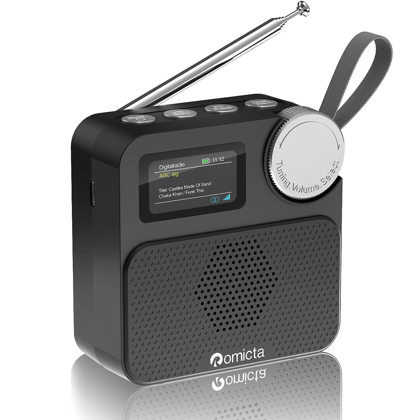 Romicta Radio DAB/DAB+ con Bluetooth 5.0, display a colori, slot per schede MicroSD, sveglia e timer, ricaricabile, ideale per casa e in viaggio