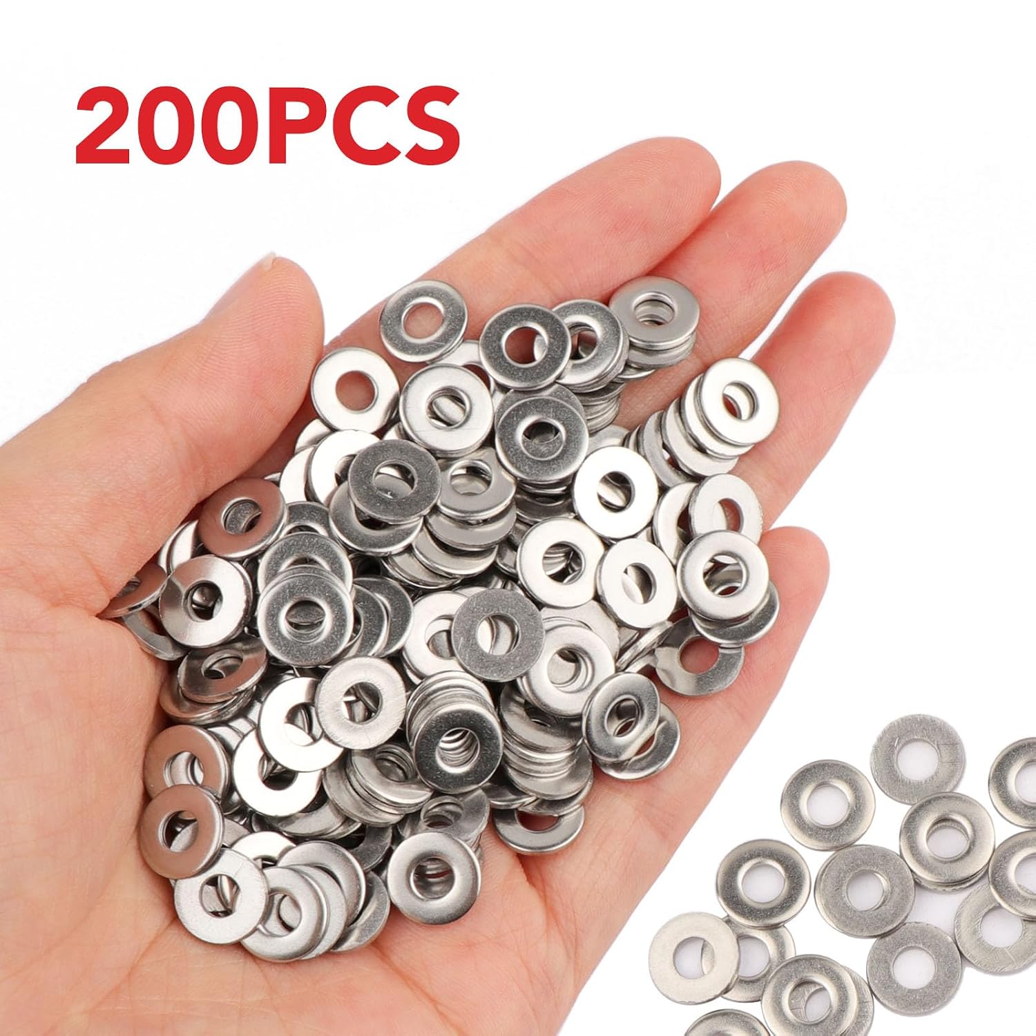 200pcs #6 x 3/8'' Washers 304 Stainless Steel Flat Washers SAE SS Washers