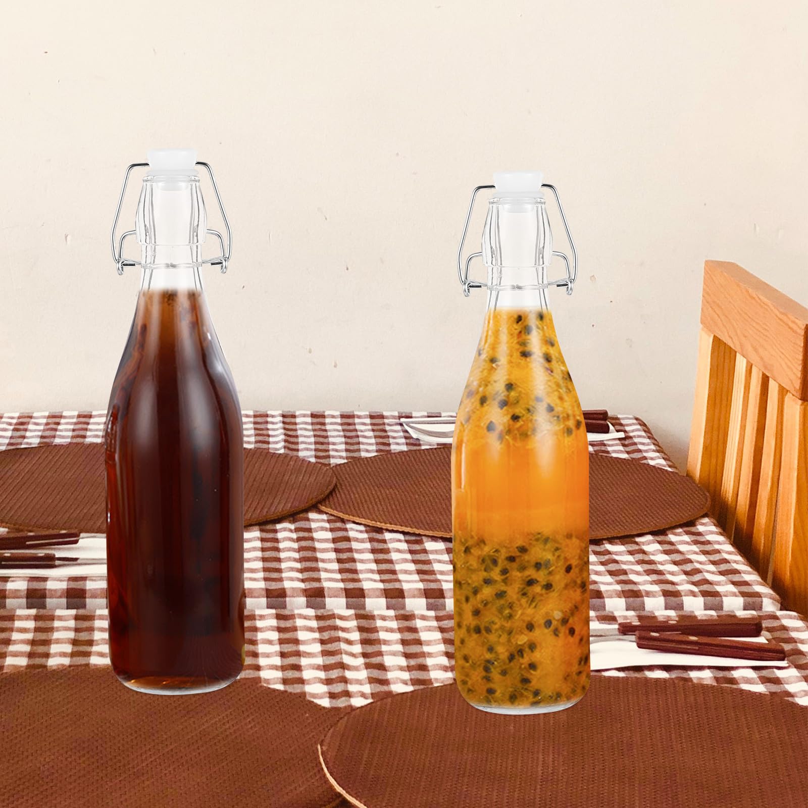 Botellas de Vidrio Transparente 2 Piezas 500 Ml Tapa Abatible y Cierre Hermético para Aceite, Salsa y Elaboración Casera, Ideales para Cocina y Barbacoas al Aire Libre