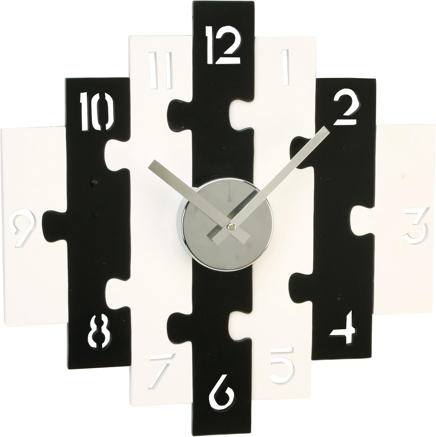Contemporary Wooden Wall Clock "Black And White Puzzle Clock" Amazon