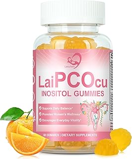 Laicuherb LaiPCOcu Inositol Gummies for Women, 60 Count Feminine Inositol Gummies with Folate & Zinc, Support Daily Wellness Gummy Orange Flavor with Vitamins B6 & B12