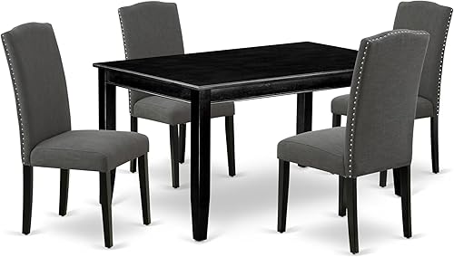 Miniatura 13 de East West Furniture DUEN7-BLK-69 - Juego de mesa de comedor de 7 piezas consta de una mesa de cocina rectangular y 6 sillas de comedor Parson de
