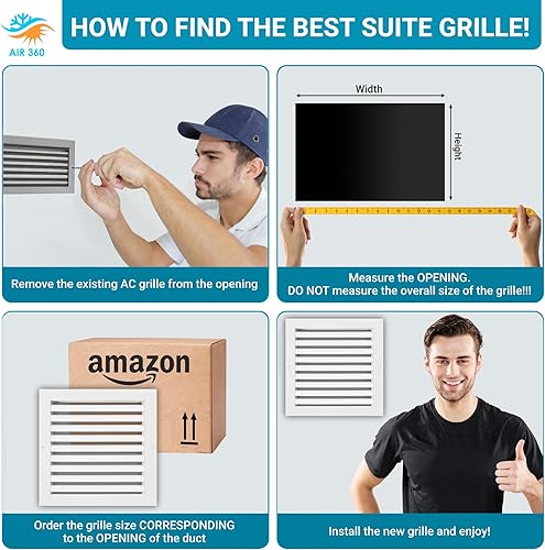 Miniatura 6 de Rejilla de ventilación de aluminio de 10 x 10 pulgadas - Rejilla de transferencia de aire CA - Diseño de aluminio duradero a prueba de óxido - Flujo