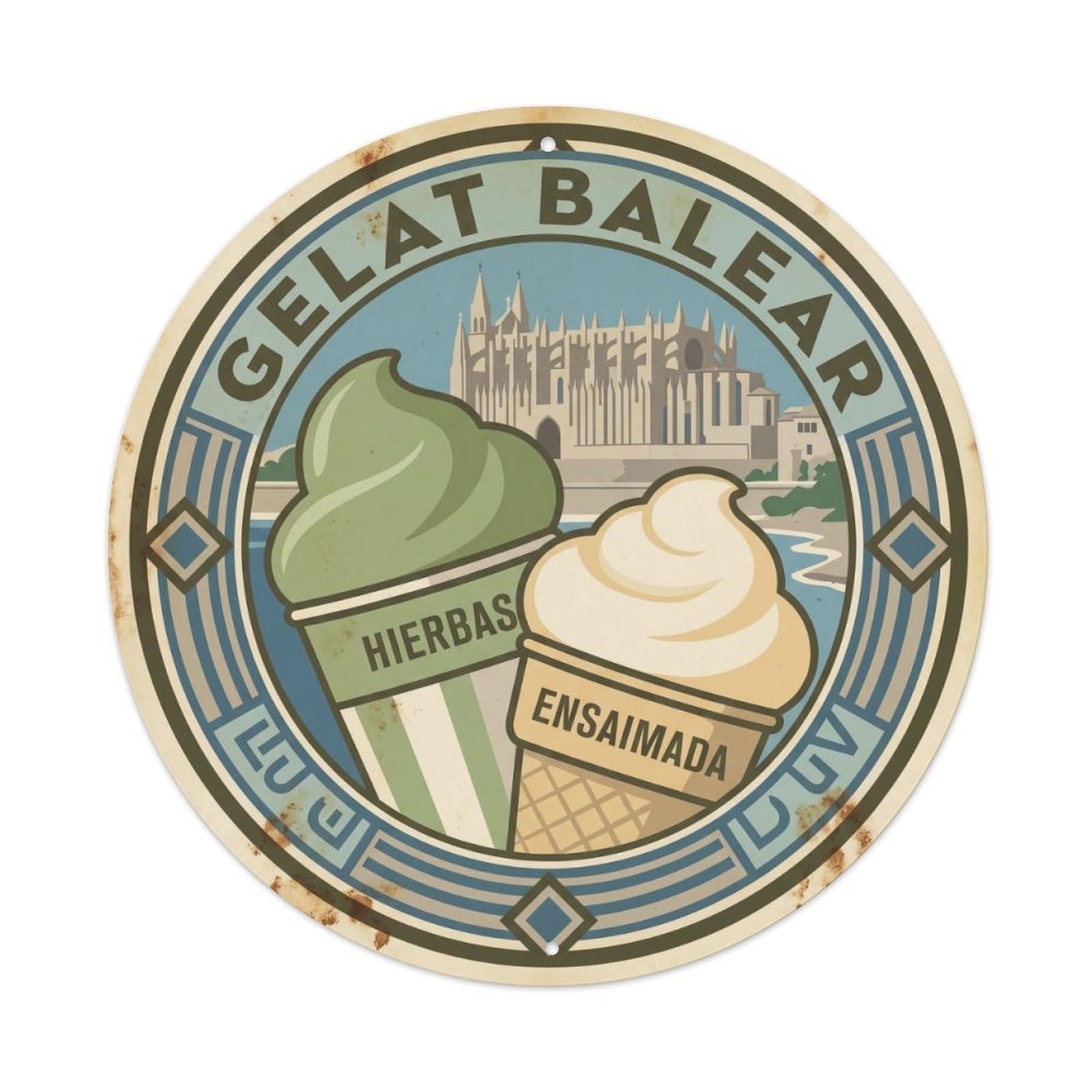 Yrnq 8X8inch Vintage Style Gelato Dessert Bold Graphic Sweet Shop Culture Metal Tin Sign