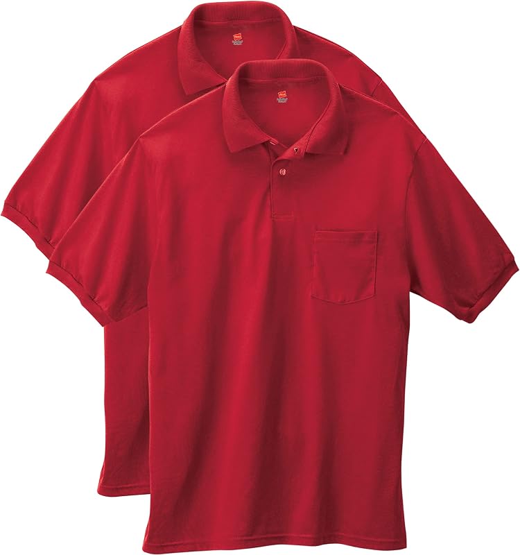 Polo de manga corta con bolsillo Hanes para hombre (pack de 2)