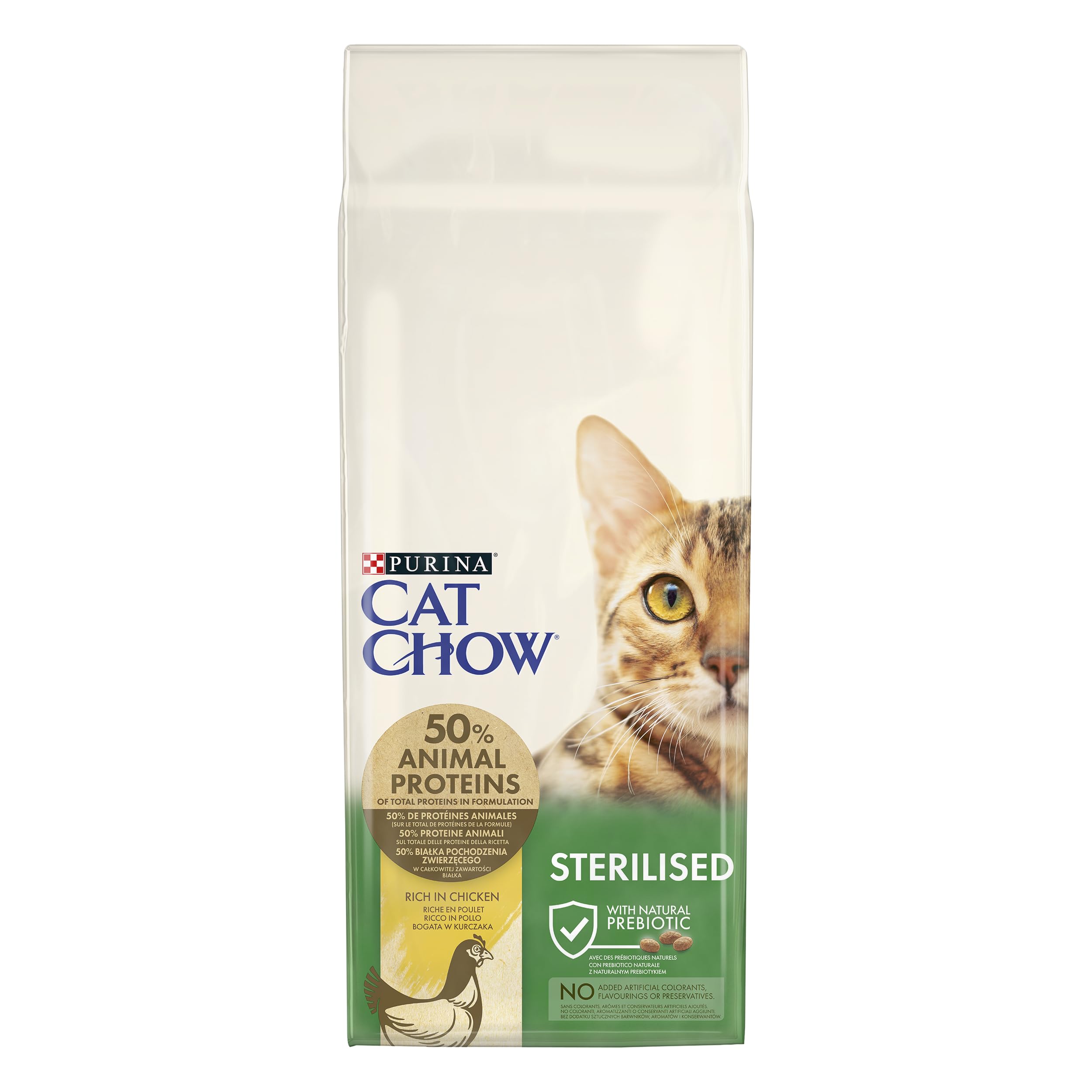 Purina Cat Chow Pienso para Gato Esterilizado Adulto con Pollo, saco de 15kg