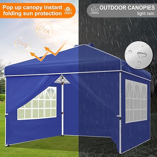 Miniatura 8 de Toldo para patio de 8 x 8 pies, tienda de campaña instantánea desplegable para exteriores, refugio portátil con paredes laterales y protección solar