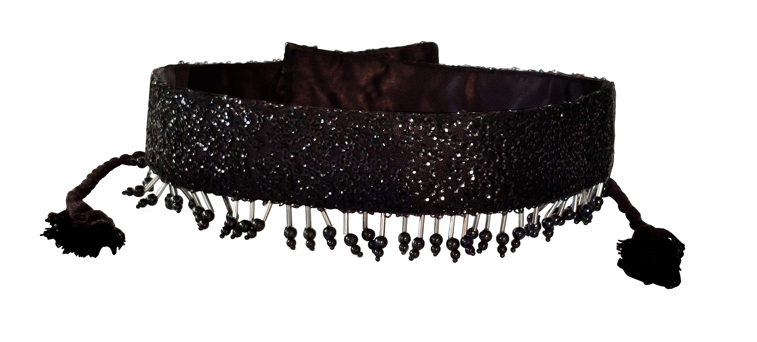 Black sequin embellished tasseled saree Waist Belt and Kamarbandh for Women and Girls-image-39