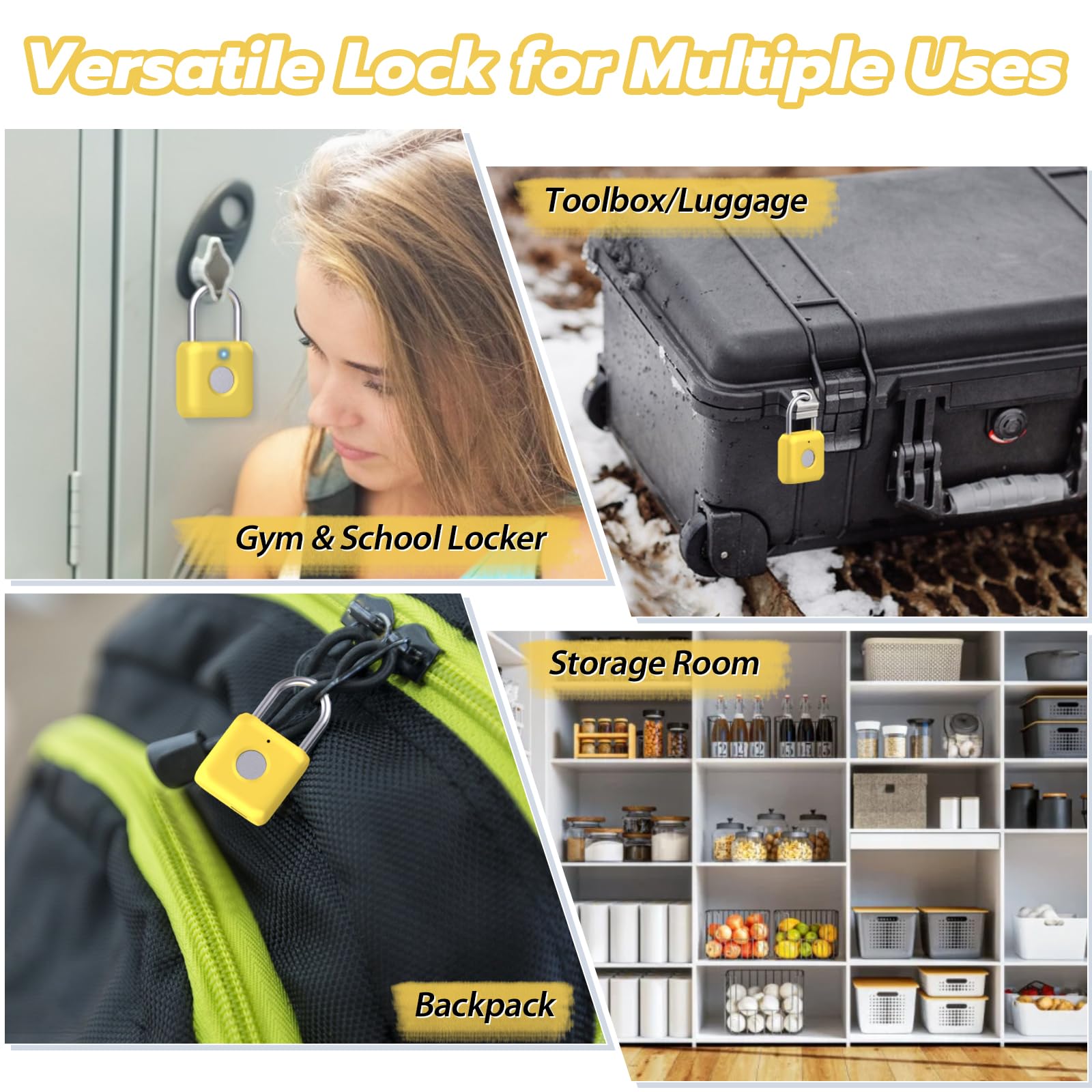 Candado de huellas dactilares, control de aplicación, cerradura de huellas dactilares, cerradura de gimnasio recargable por USB para taquilla de gimnasio, taquilla, escuela, almacenamiento
