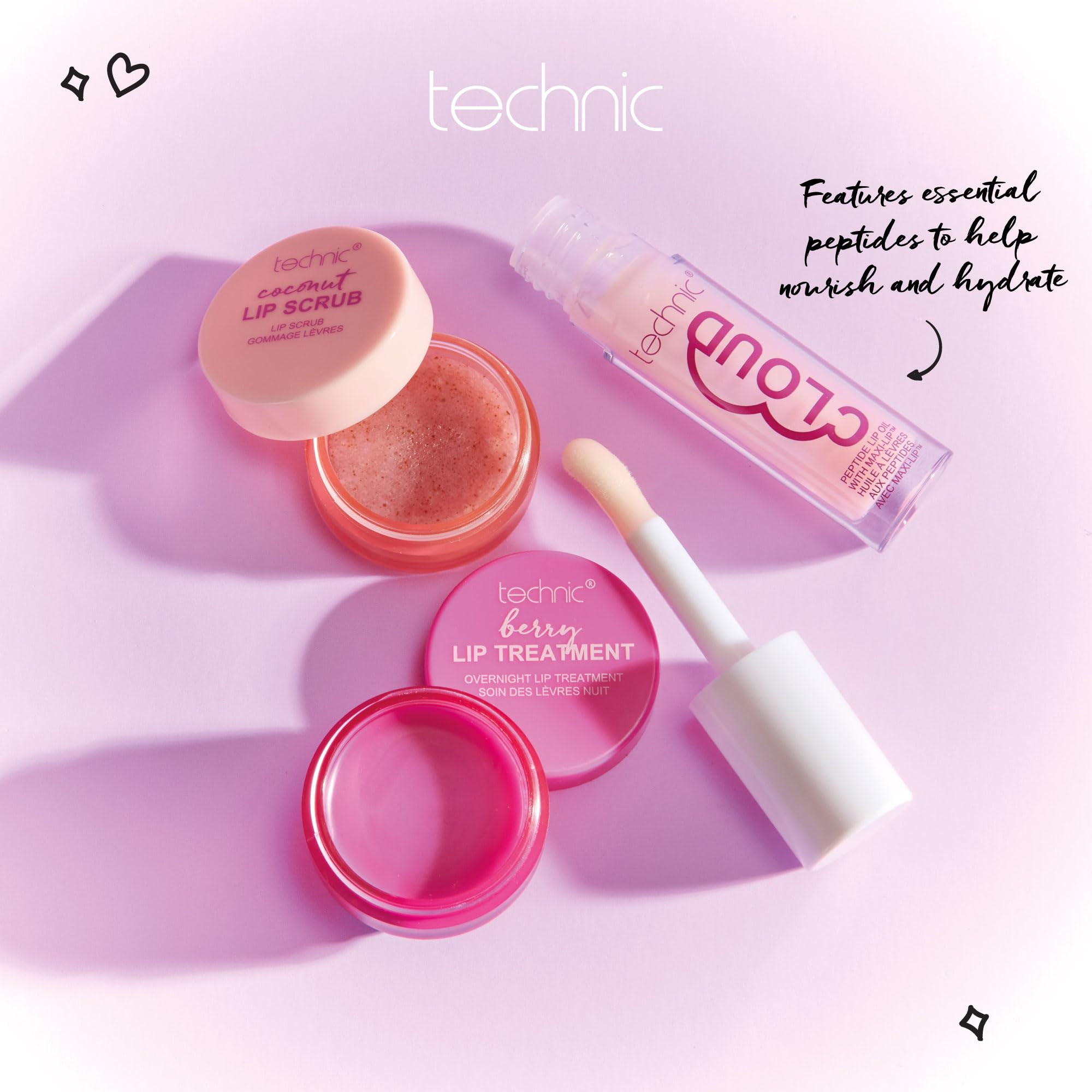 Technic Lip Treats 3-Piece Set - Exfoliate, Nourish & Hydrate for the Perfect Pout, Pink - Image 3