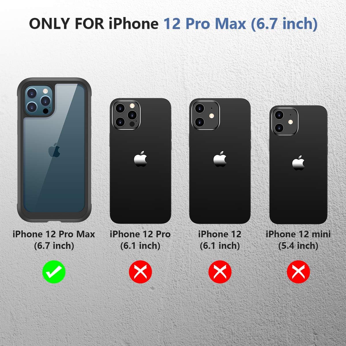 Miracase Glass Case for iPhone 12 Pro Max 6.7 inch (2020), Full-Body Clear Bumper Case with Built-in 9H Tempered Glass Screen Protector for iPhone 12 Pro Max, Black