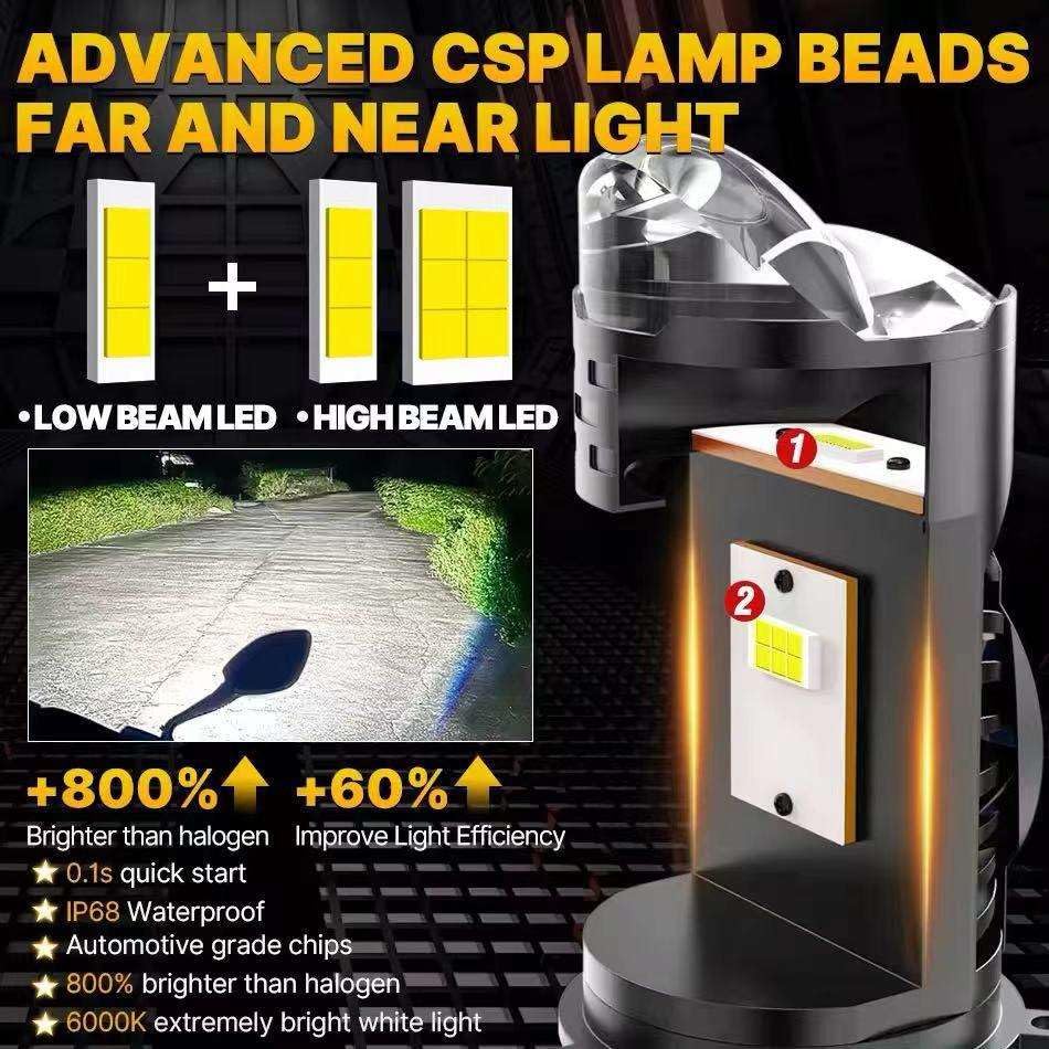 Image of NIGHT LIFE 55W H4 LED Projector Headlamp 18000LM 6000K White High Low Beam 9-60V CANBUS Error Free 12V 24V Car Bike Fog Light IP68 Waterproof