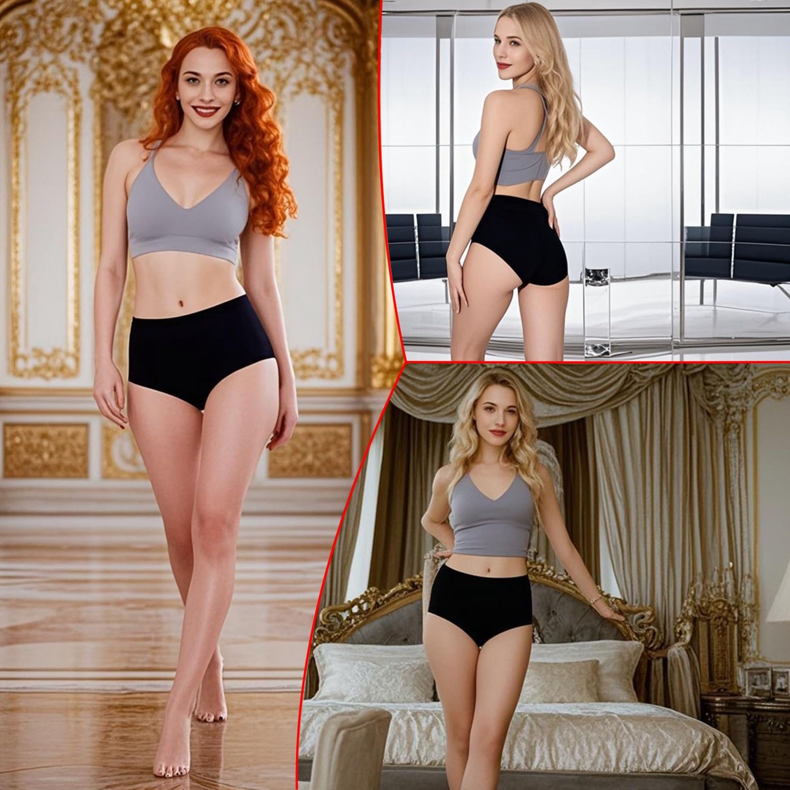 KIANOOL Mutande Cotone Donna Vita Alta, Slip Cotone Mutantina Elastiche Mutande Donna, Nero Slip Pacco da 4