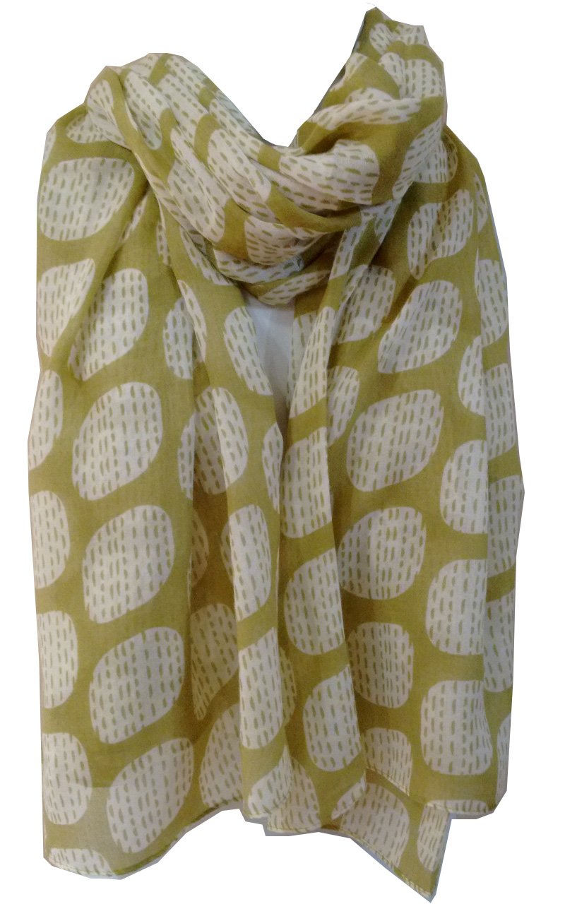 GlamLondon Simple Squares Pattern Scarf Latest Fashion Ladies Modern Print Wrap (Mustard Green)