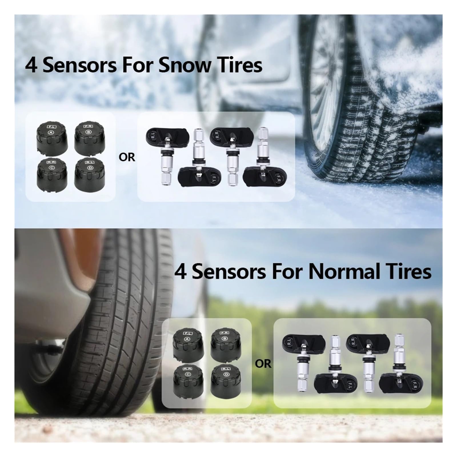 Sistema De Monitor Alarma Presión Neumáticos TPMS, Pantalla Original Inalámbrica HD, Carga Solar, Vibración Encendido Coche con 8 Sensores DeteccióN Precisa(External Sensor)
