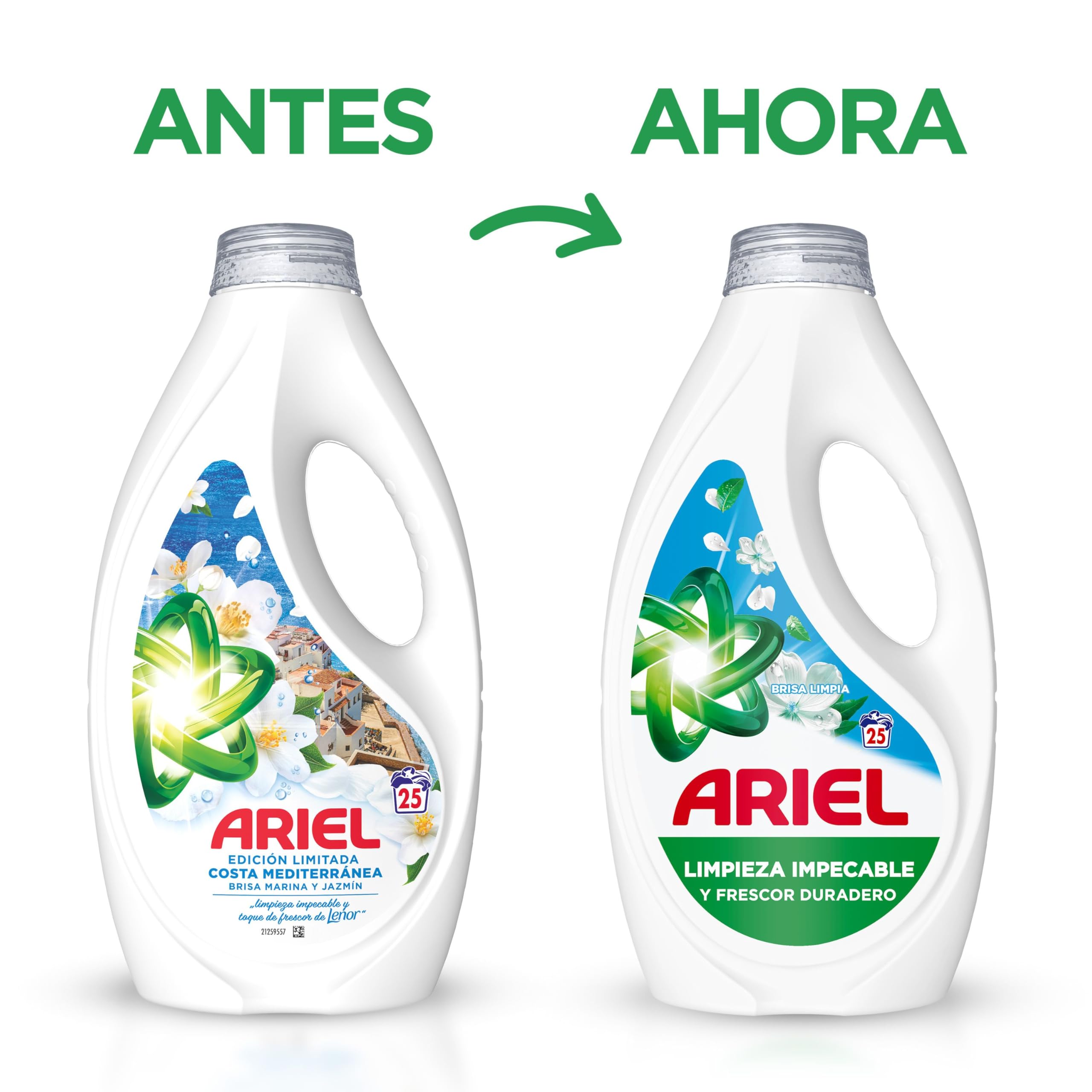 Ariel Detergente Líquido, 25 Lavados, Brisa Limpia