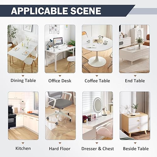 Miniatura 8 de LovePads Protector de mesa redonda transparente de 0.069 pulgadas de grosor, protector de mesa redondo transparente de 42 pulgadas para mesa de