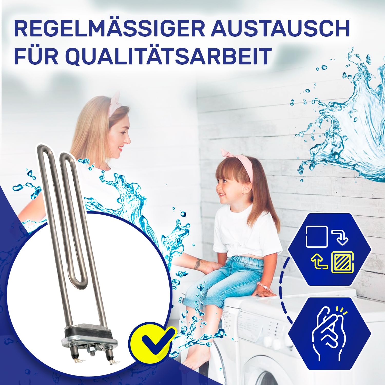 Heizstab Waschmaschine 2000W 230V mit dem Originalcode 00649359 649359 00644241 644241 für Bosch für Siemens - MADE IN EU - Garantie 10 Jahre - MONTERAL