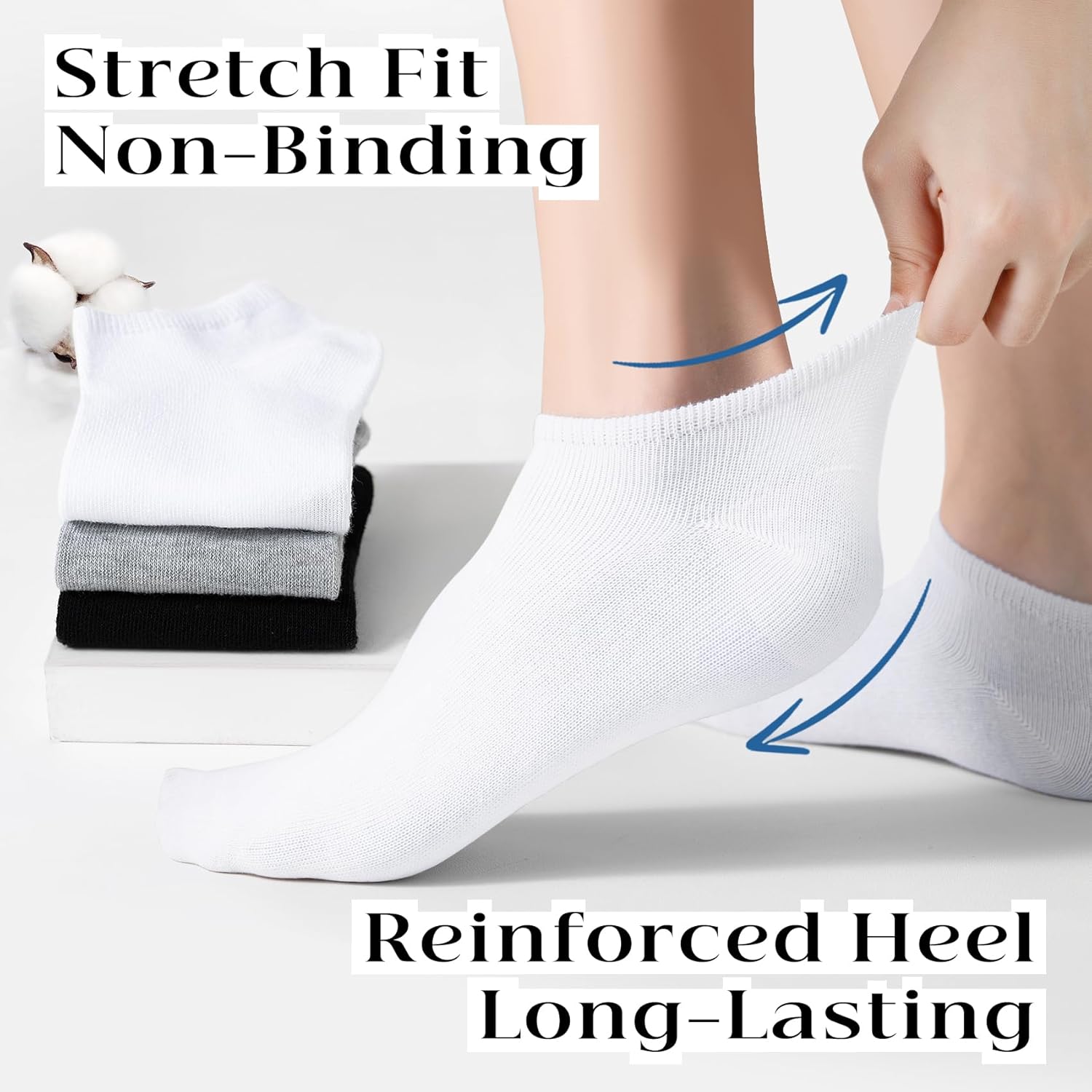 BYDOLL 9/18 Pairs Ankle Cotton Socks for Women Athletic Running Breathable Soft Socks No-Slip Grip for Sports and Casual - Image 3