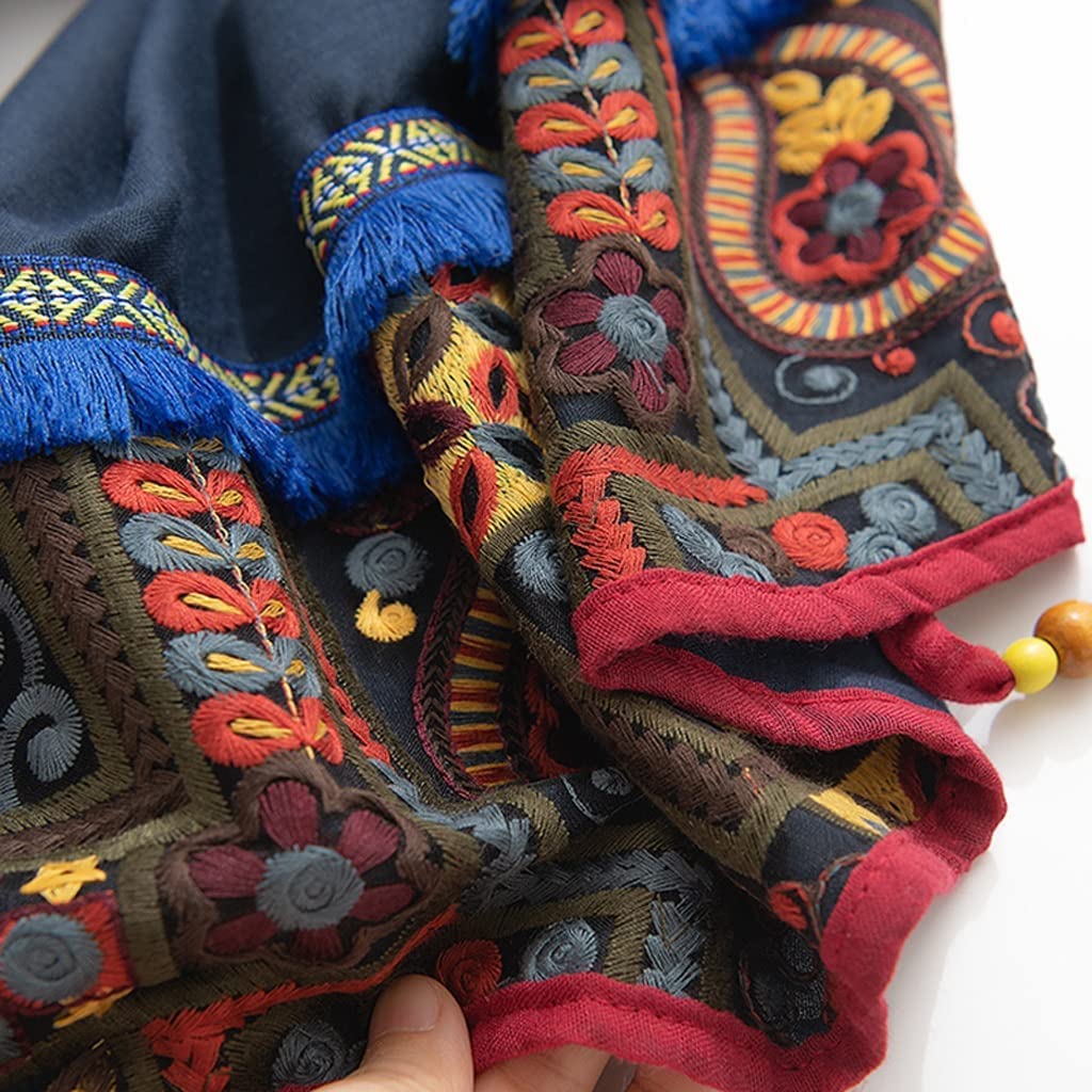 Neu Schal mit geometrischem Muster, literarische Quasten, weiche, warme Schals, modisch bestickte Schals, leichte Schals, 70,9 x 33,5 Zoll Mehrweg