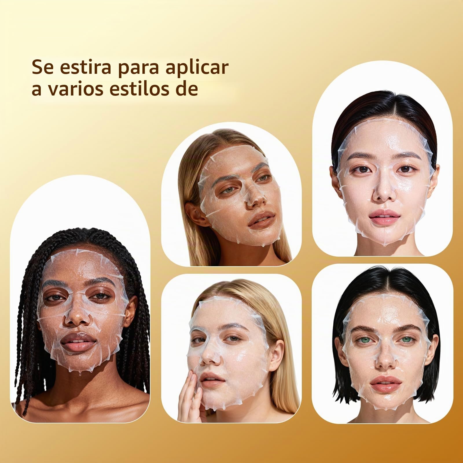 Mascarillas Faciales Reafirmantes y Luminosas Beinno - Mascarilla Facial que Ayuda a Reducir la Apariencia de Arrugas, Promover un Cutis Radiante, Mejorar la Apariencia de la Elasticidad, Paquete de 5