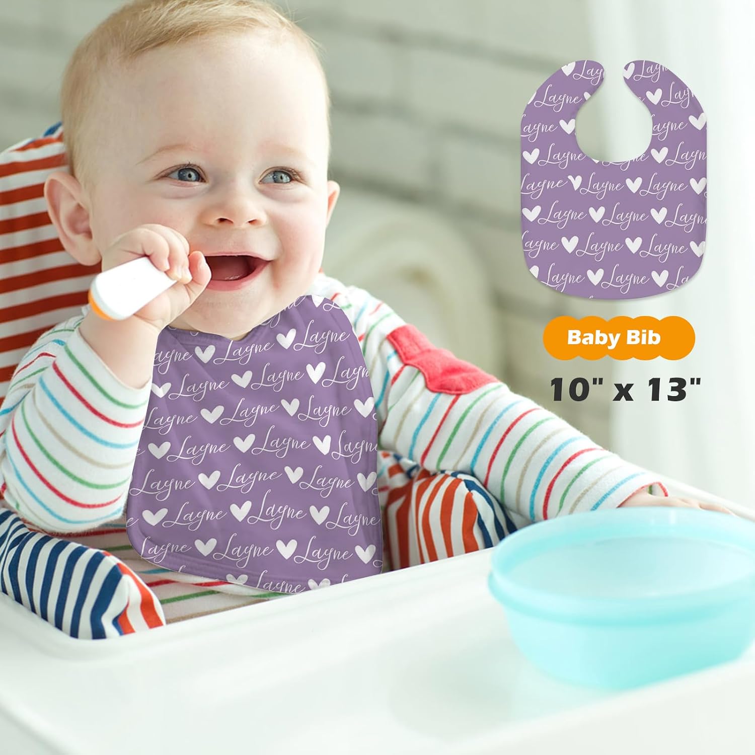 Custom Baby Nursing Swaddling Set: Personalized Custom Name Purple Swaddle Blanket Car Seat Cover Bow Headband Hat Nursing Pillow for Infant Girl Love Heart Pattern