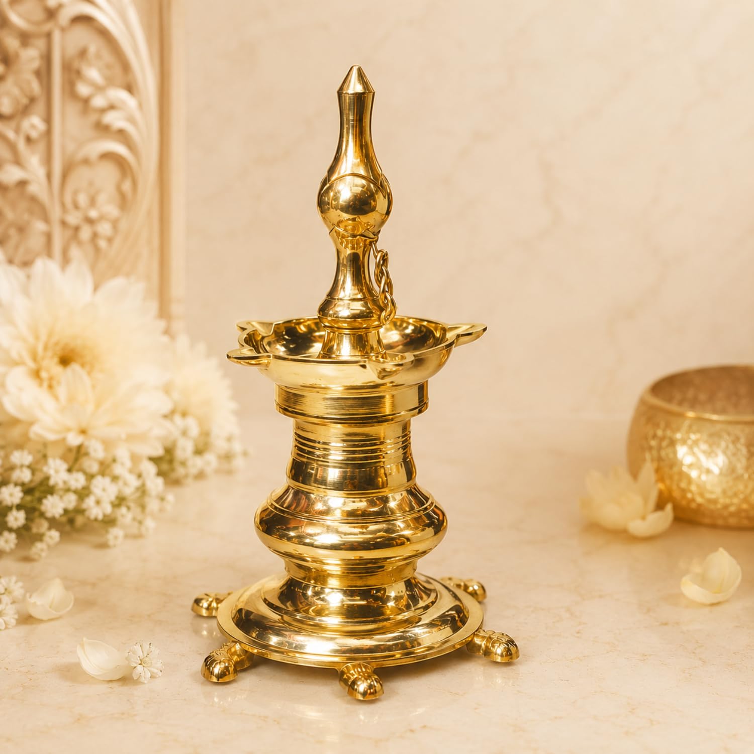 Bhimonee Decor | Pure Brass Vastu Table Diya | Diya on Tortoise Base | 9.5 Inches | Brass | Pack of 1 Piece | Traditional Home Decor-image-36